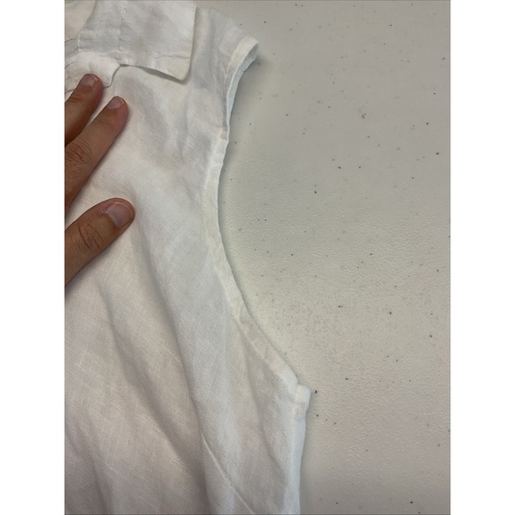 Made In Italy 100%‎ Linen collared shirt maxi midi Dress Sleeveless Beach Size M - Picture 4 of 10